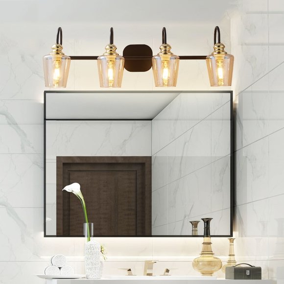 ExBrite 4-light Bathroom Gold Vanity Lights - Picture 4 of 8